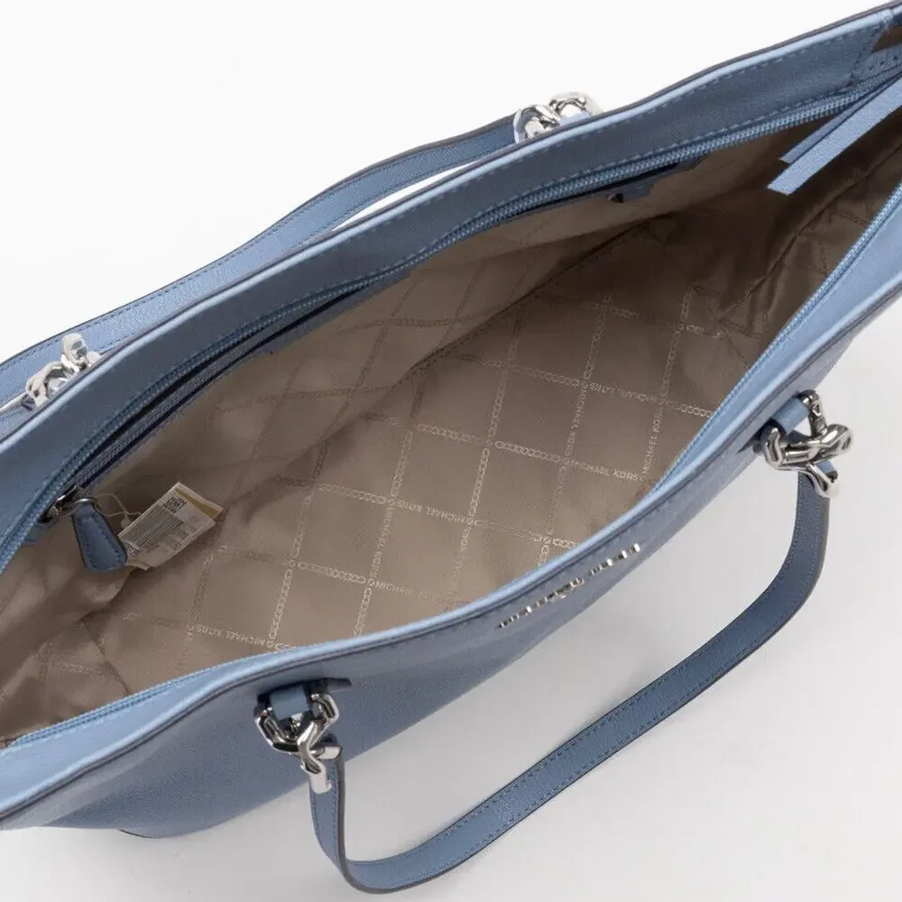 MICHAEL Michael Kors Laney Medium Leather Top Zip Tote Bag Chambray 220083 - Picture 3 of 4